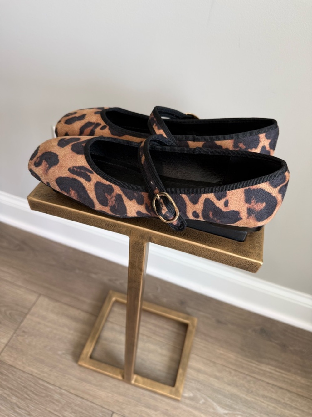 Leopard Print Mary Jane Flats with Buckle Strap - Brown - Picture 6 of 12